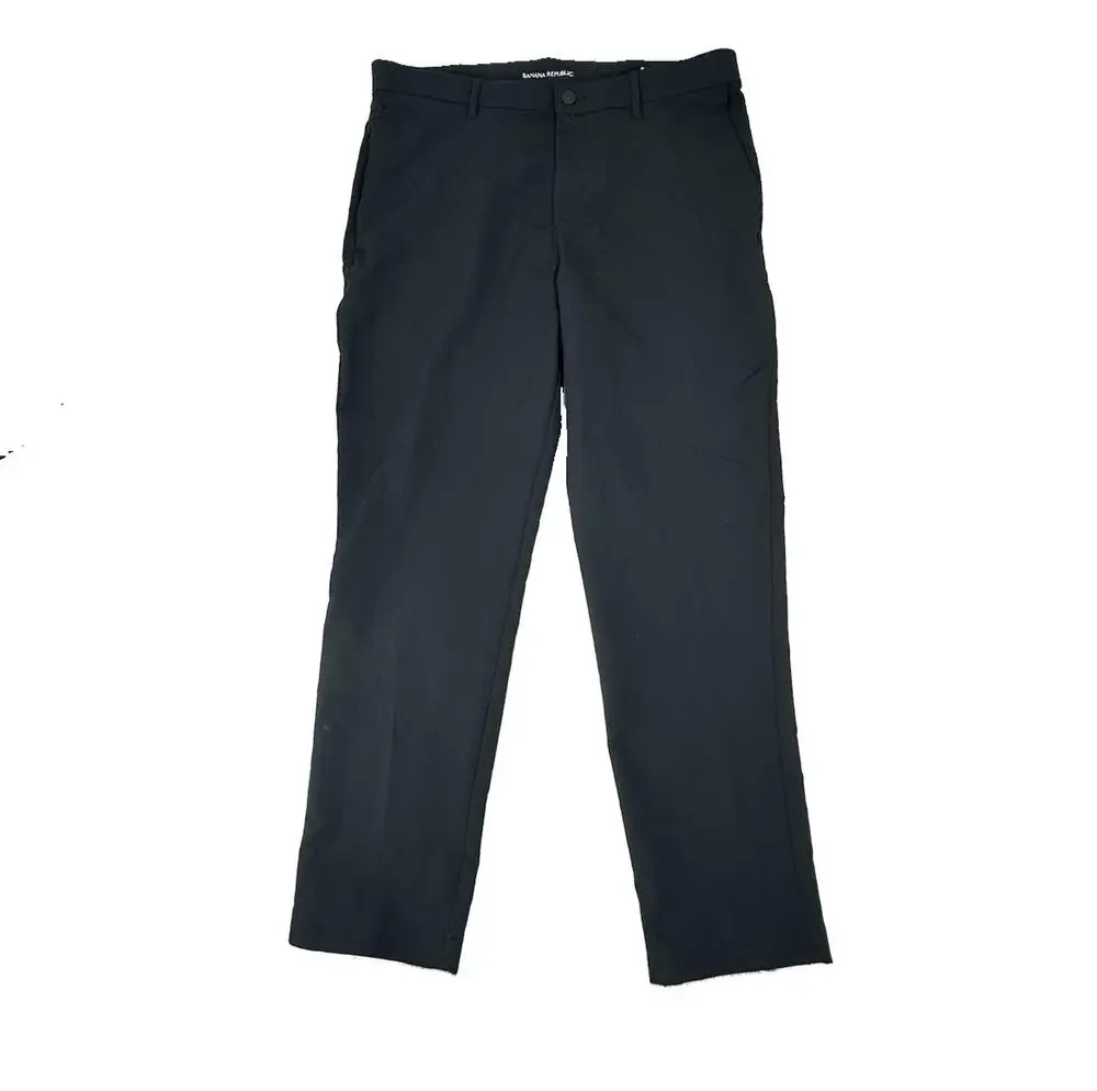 Banana Republic Side 36 Men Black Dress Pants Straight Leg 29” In Stretchy 6-3